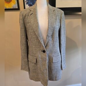 Ralph Lauren Navy and Cream Houndstooth One Button Jacket